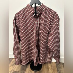 Club Room Red and White Plaid Button Down Shirt
